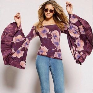 We the Free Birds of Paradise Top Bell Sleeve Sm